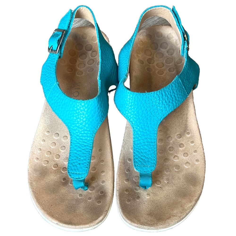 Vionic Terra Toe-Post Orthotic Leather Sandals Lake‎ Blue Womens 7 UK 5 E 38